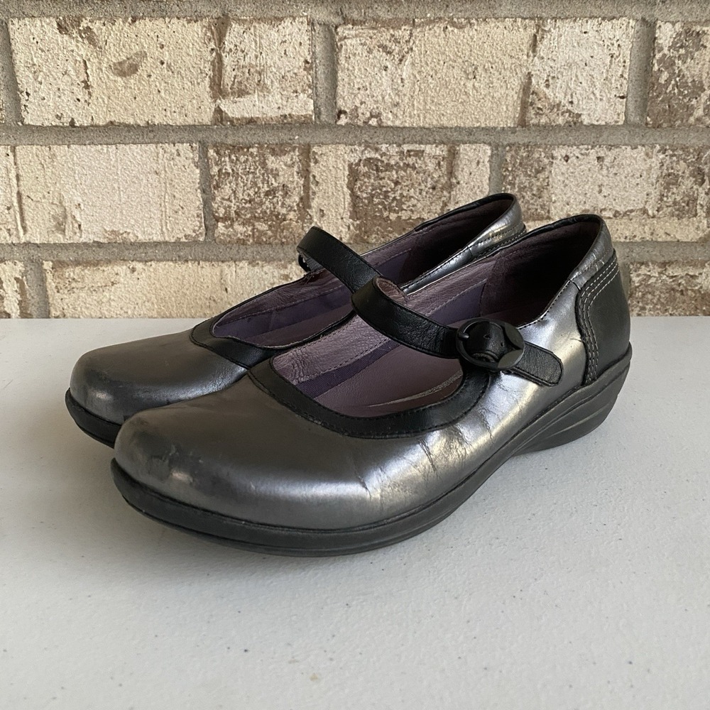 Dansko Mary Janes Womens 8-8.5 Misty Metallic‎ Nappa 39 Pewter Leather Shoes - Picture 7 of 10